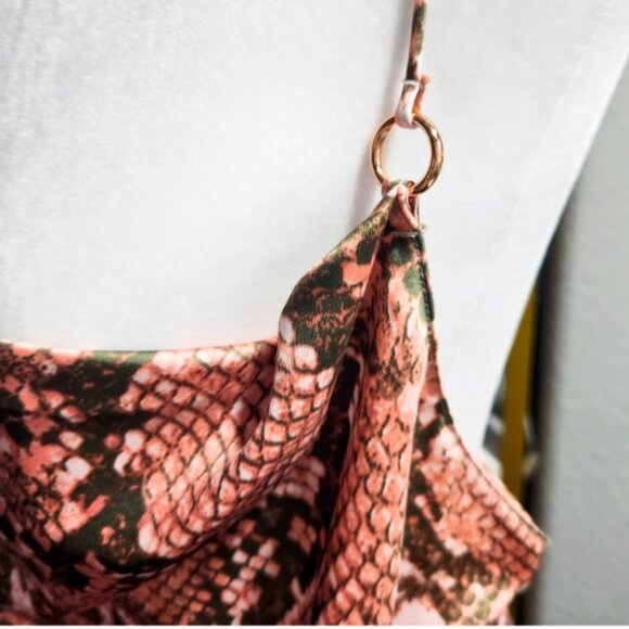 Victoria Secret Dress Small Pink Satin‎ Snakeskin Cowl Neckline Midi Slip Dress - Picture 8 of 8